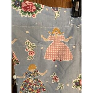 Laura Ashley Girl Playing Floral Blue  Fabric  Curtain 26.5” X 84” Hand Made
